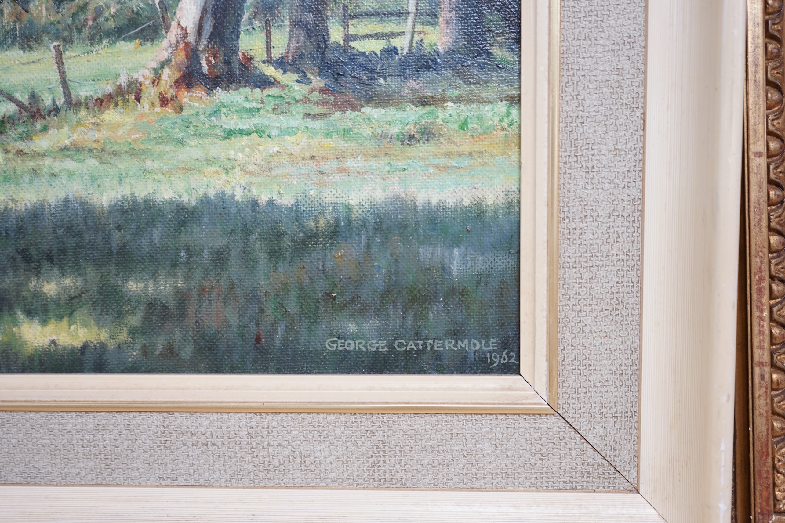 George Cattermole FRSA, oil on canvas board, Wooded landscape, signed and dated 1962, 52 x 36cm. Condition - good